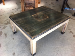 Coffee Table with French Wine Box Label Inlay