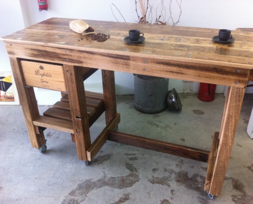 Workbench Style Breakfast Bar With Wine Box Drawer