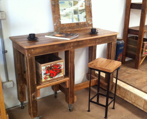 Workbench Style Breakfast Bar with Single Shelf