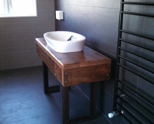 Workbench Style Bathroom Vanity - Side View