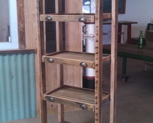 Recycled Hardwood Timber Shelving Unit With Slide Out Drawers - Organic Style