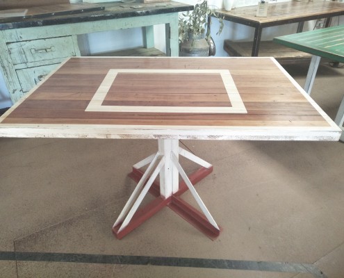 Basketball Backboard Table with Salvaged Metal Frame