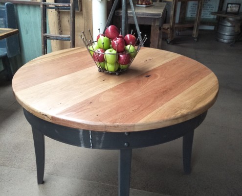 Recycled Hardwood Round Table with Metal Frame