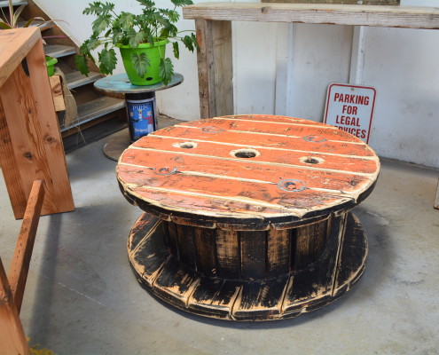 Orange Cable Drum Coffee Table