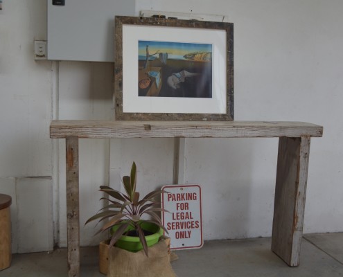 Recycled & Distressed Oregon Slab Hall Table / Console with Original White Paint